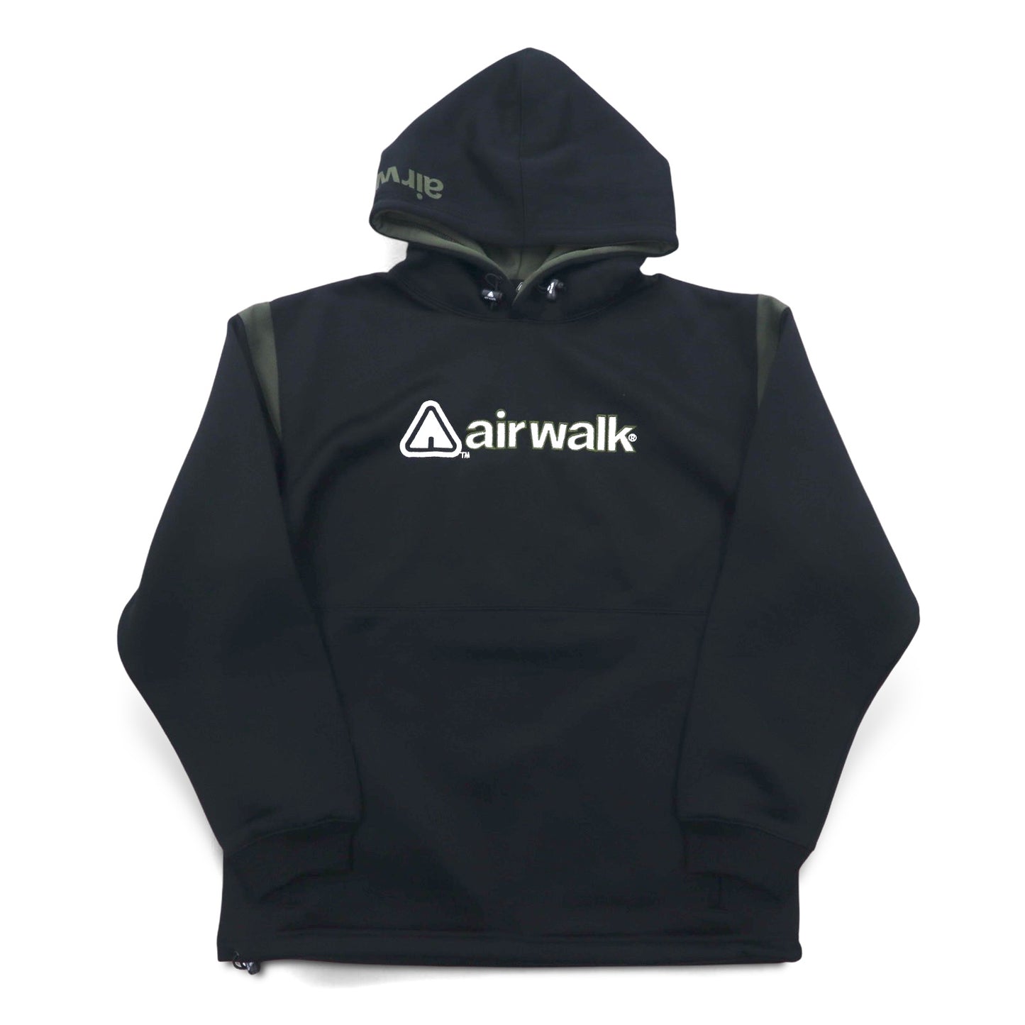 airwalk 00年代 プルオーバー パーカー ジャージ M ブラック ポリエステル 裏起毛 ドローコード