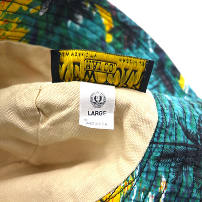 NEW YORK HAT Co. USA製 ビーチモチーフ バケットハット L グリーン 総柄 コットン