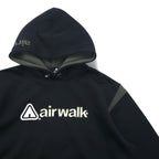 airwalk 00s pullover hoodie jersey M black polyester fleece lining drawstring