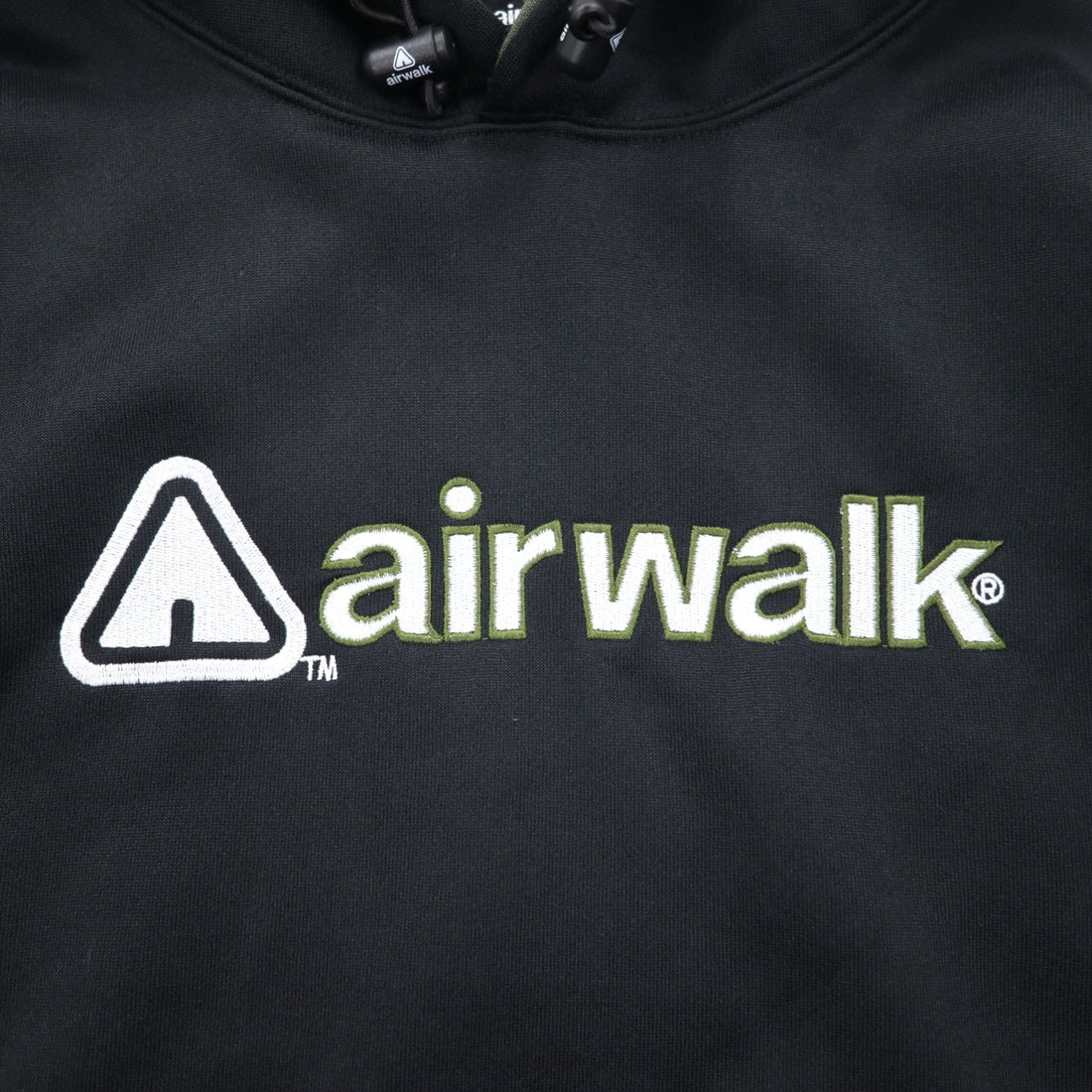 airwalk 00s pullover hoodie jersey M black polyester fleece lining drawstring