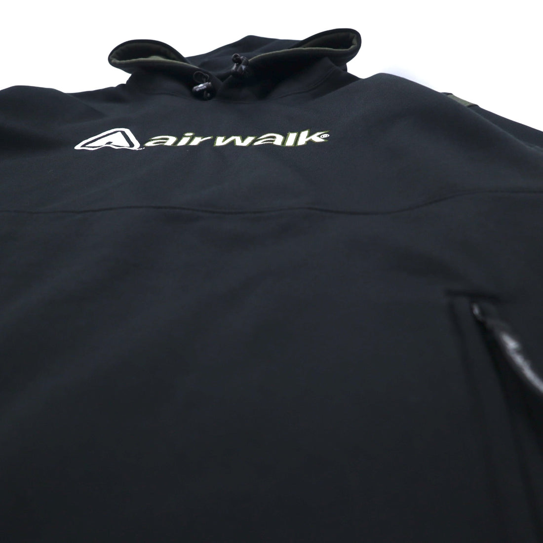 airwalk 00s pullover hoodie jersey M black polyester fleece lining drawstring