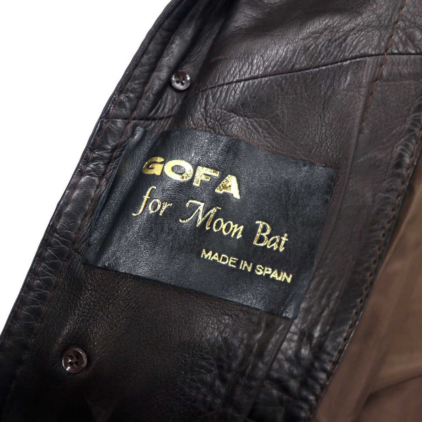 GOFA for Moon Bat スペイン製 レザー ステンカラーコート L ブラウン ベルト付き