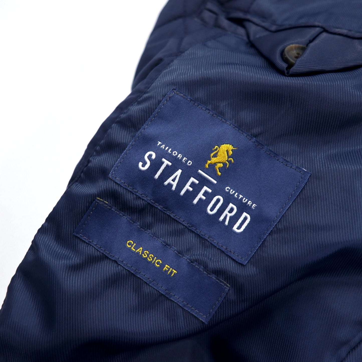 STAFFORD インサレーション キルティング テーラードジャケット L ネイビー ポリエステル 中綿 CLASSIC FIT エルボーパッチ 未使用品