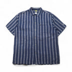 THE NORTH FACE A5 Series Short Sleeve Jacquard Linen Shirt, Size L, Blue, Cotton, All-Over Stripe, AYD3