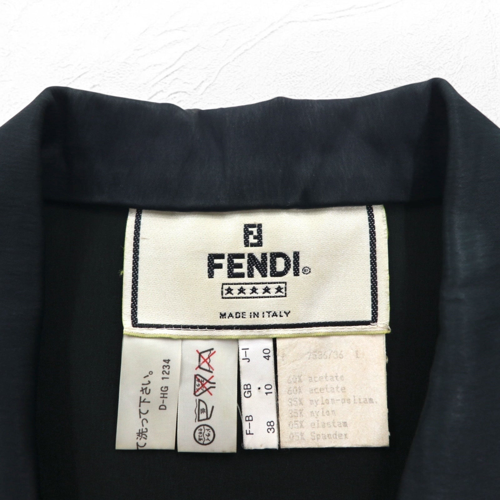 FENDI Made in Italy Sleeveless Coat Long Gilet Dress M Black Acetate