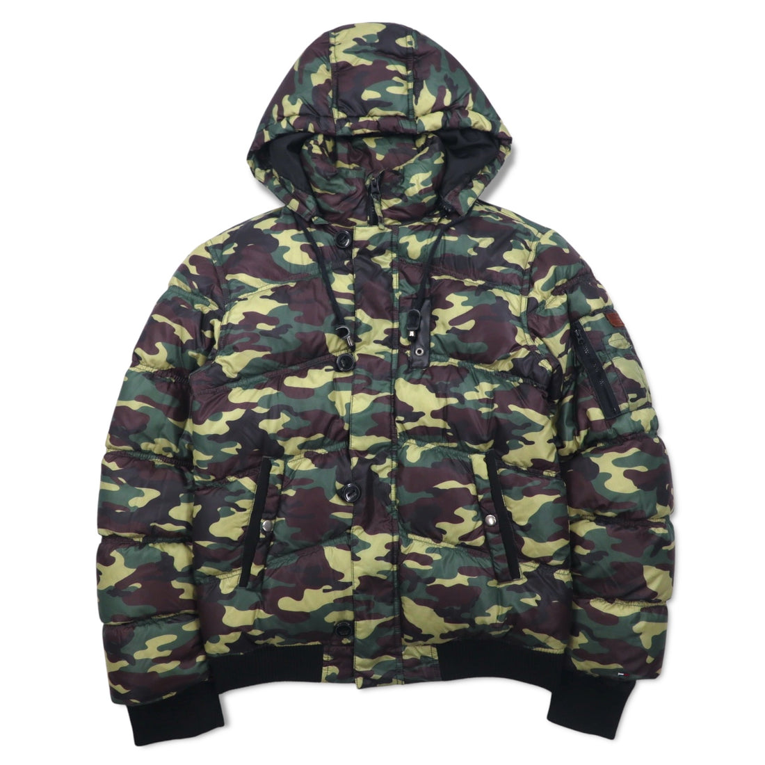 HILFIGER DENIM camouflage down jacket, M, khaki, polyester, detachable hood