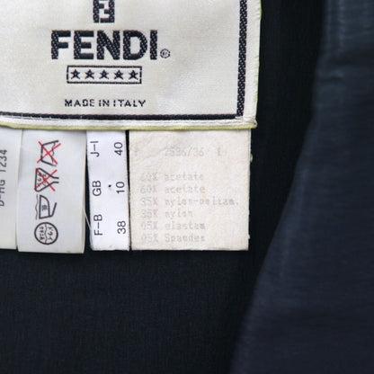 FENDI イタリア製 ノースリーブ コート ロング ジレ ワンピース M ブラック アセテート