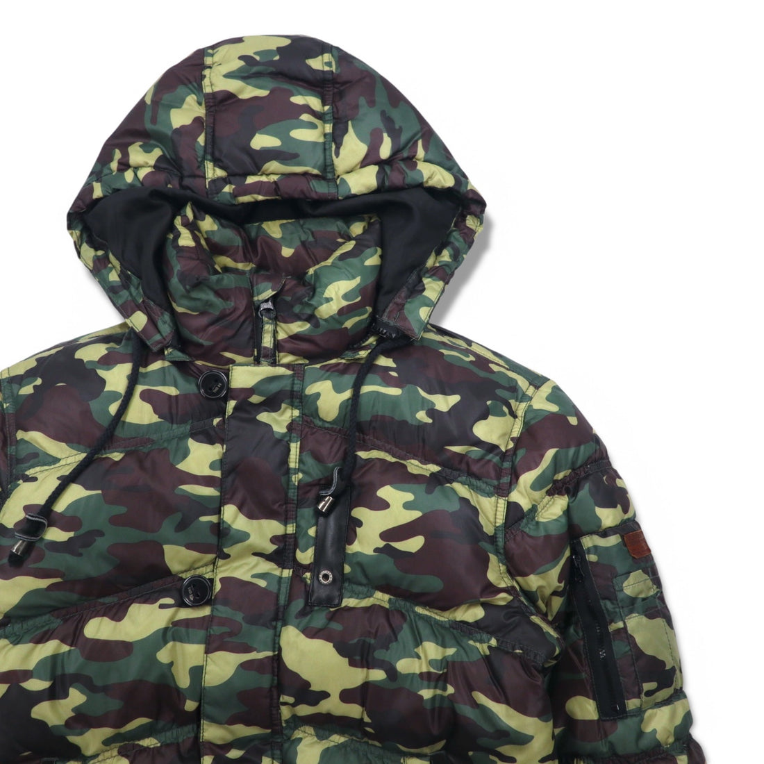 HILFIGER DENIM camouflage down jacket, M, khaki, polyester, detachable hood