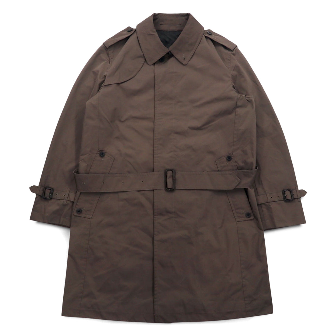 SANYO ソロテックス ミリタリー トレンチコート M カーキ チンストラップ エポレット ベルト付き