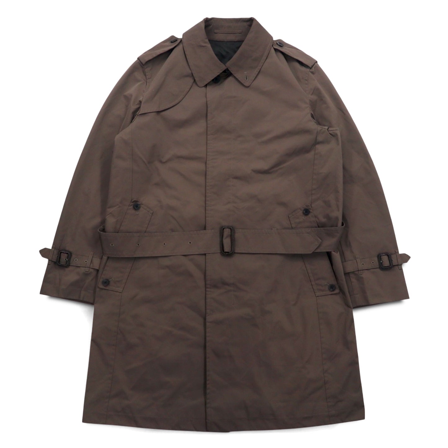 SANYO ソロテックス ミリタリー トレンチコート M カーキ チンストラップ エポレット ベルト付き