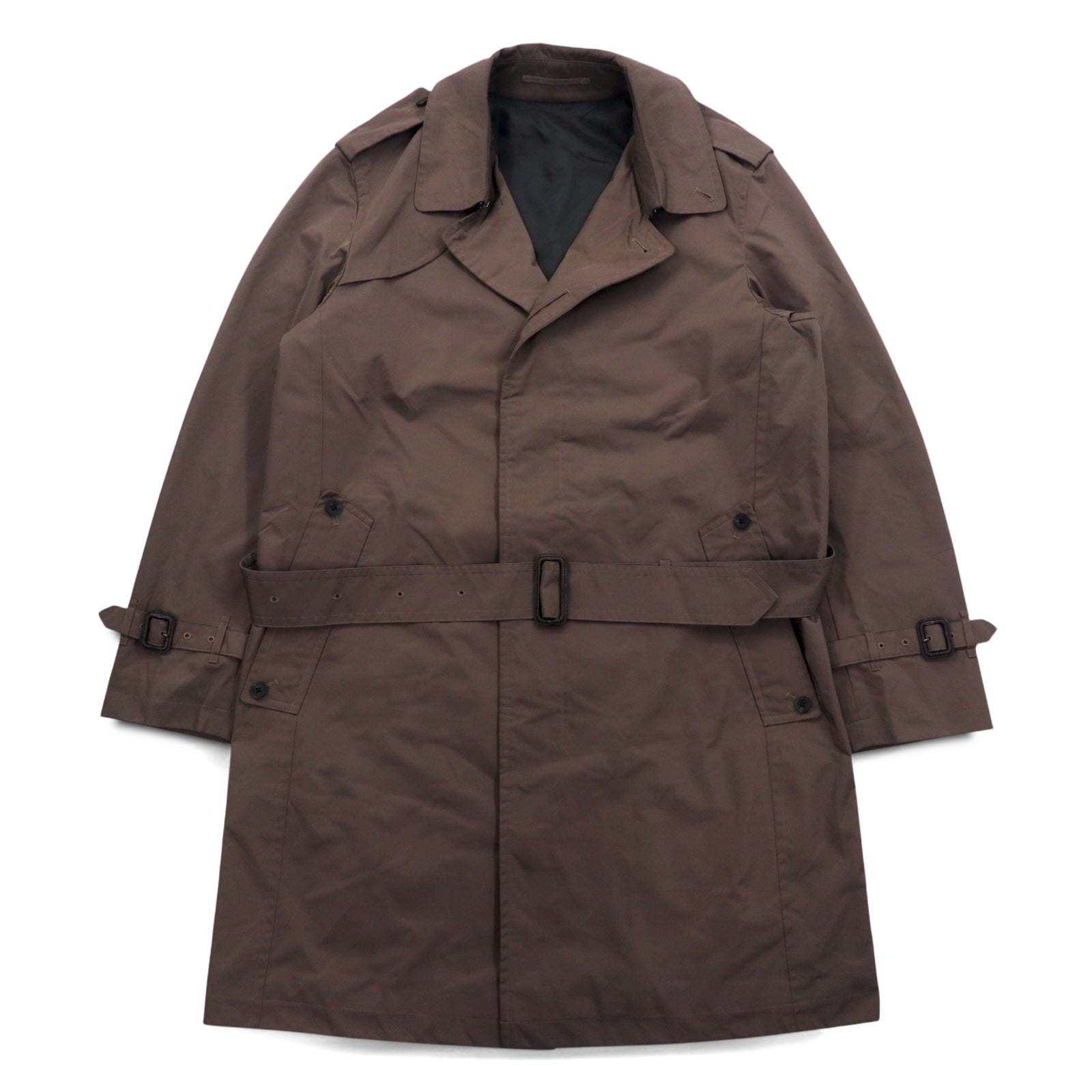 SANYO Solotex Military Trench Coat M Khaki Chin Strap Epaulette Belt Included