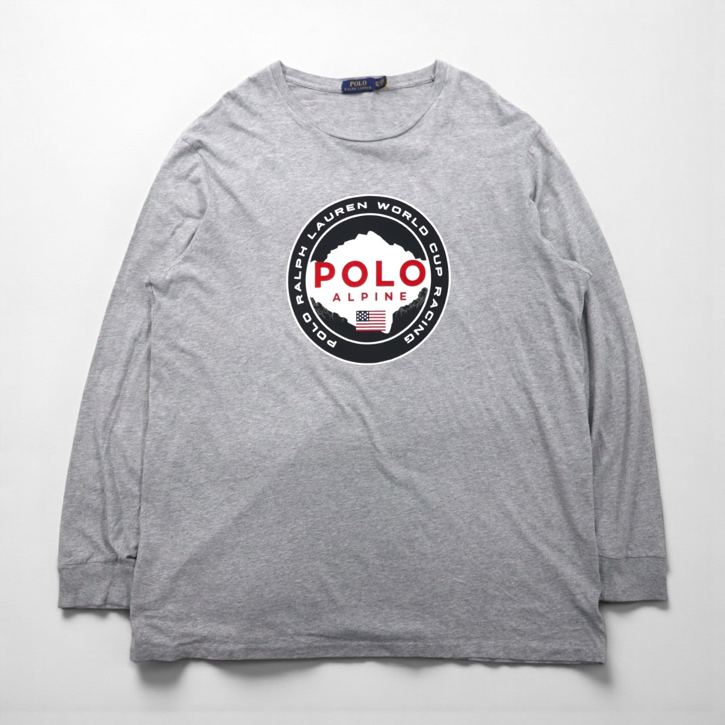 Polo Ralph Lauren Long Sleeve T-Shirt, Size XL, Gray, WORLD CUP RACING, POLO ALPINE Sleeve Logo