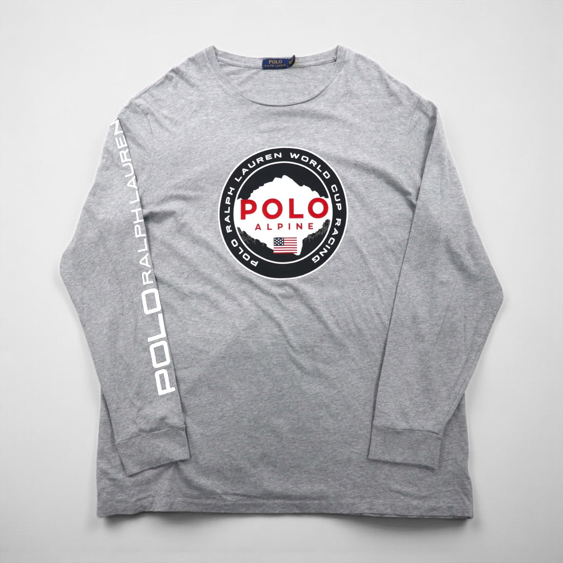 Polo Ralph Lauren 長袖Tシャツ ロンT XL グレー WORLD CUP RACING POLO ALPINE 袖ロゴ