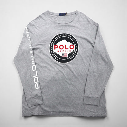 Polo Ralph Lauren Long Sleeve T-Shirt, Size XL, Gray, WORLD CUP RACING, POLO ALPINE Sleeve Logo