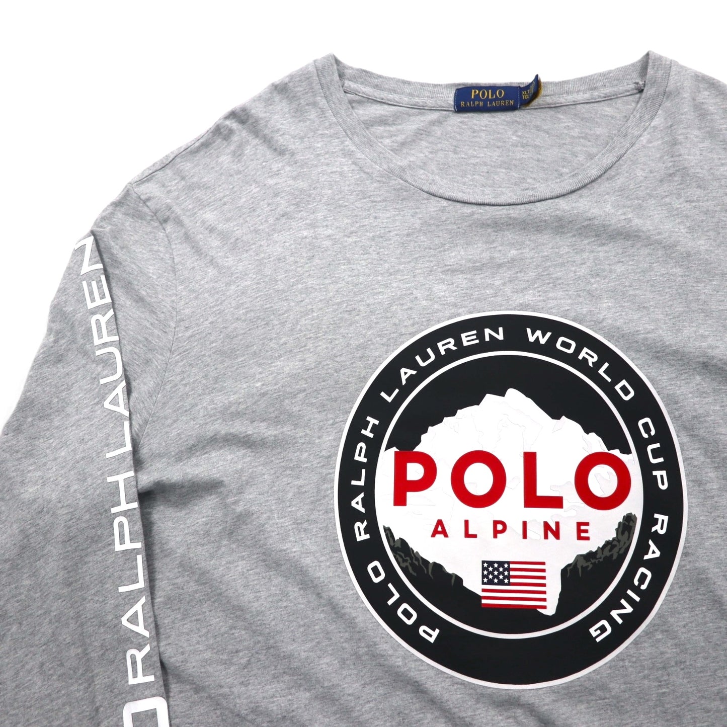 Polo Ralph Lauren Long Sleeve T-Shirt, Size XL, Gray, WORLD CUP RACING, POLO ALPINE Sleeve Logo