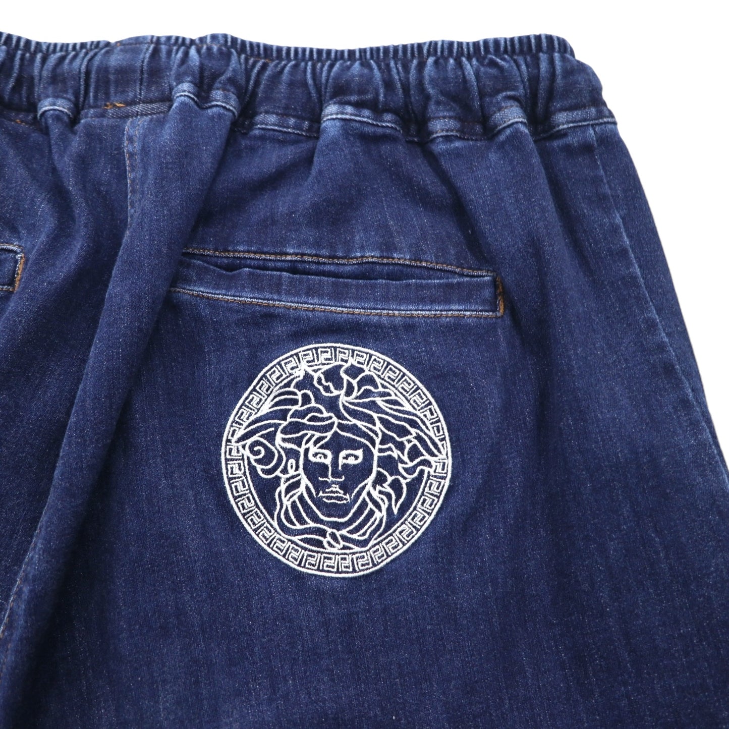 PUNK DRUNKERS PDルーズ デニムパンツ M ブルー インディゴ ヴェルサーチパロディ メデューサ