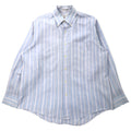 日本然リトテ-古着オンライン-THE MEN'S STORE AT SEARS 90年代 オックスフォード ボタンダウンシャツ 16 1/2 ブルー ストライプ ポリエステル コットン SINGLE NEEDLE TAILORING-THE MEN'S STORE at Sears 90's Oxford Button-Down Shirts 16 1/2 Blue Striped polyester cotton Single Needle Tailoring