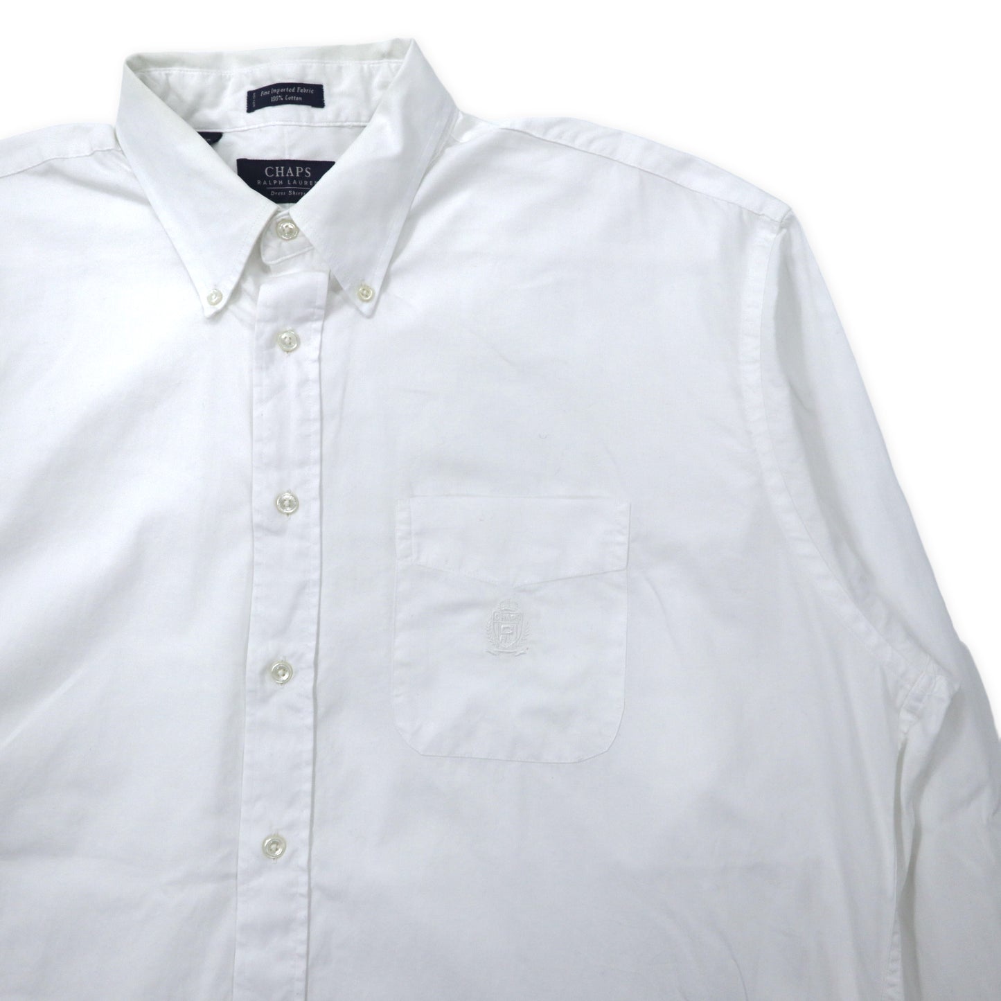 CHAPS RALPH LAUREN ボタンダウンシャツ 17 34/35 ホワイト コットン ワンポイントロゴ刺繍 ビッグサイズ