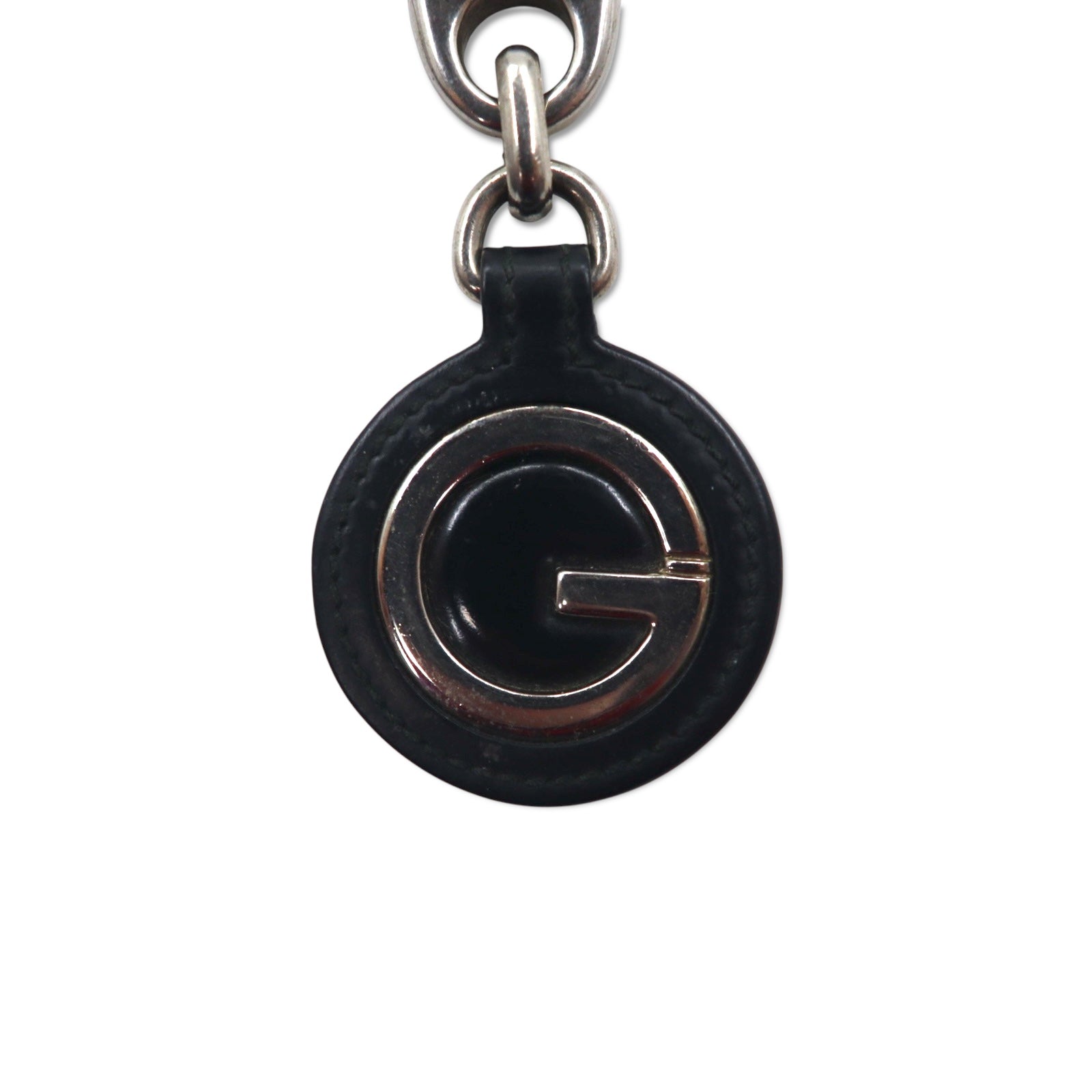 GUCCI Made in Italy Key Ring Key Holder Charm Leather G Logo