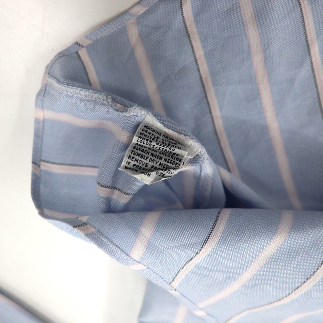 THE MEN'S STORE AT SEARS 90年代 オックスフォード ボタンダウンシャツ 16 1/2 ブルー ストライプ ポリエステル コットン SINGLE NEEDLE TAILORING