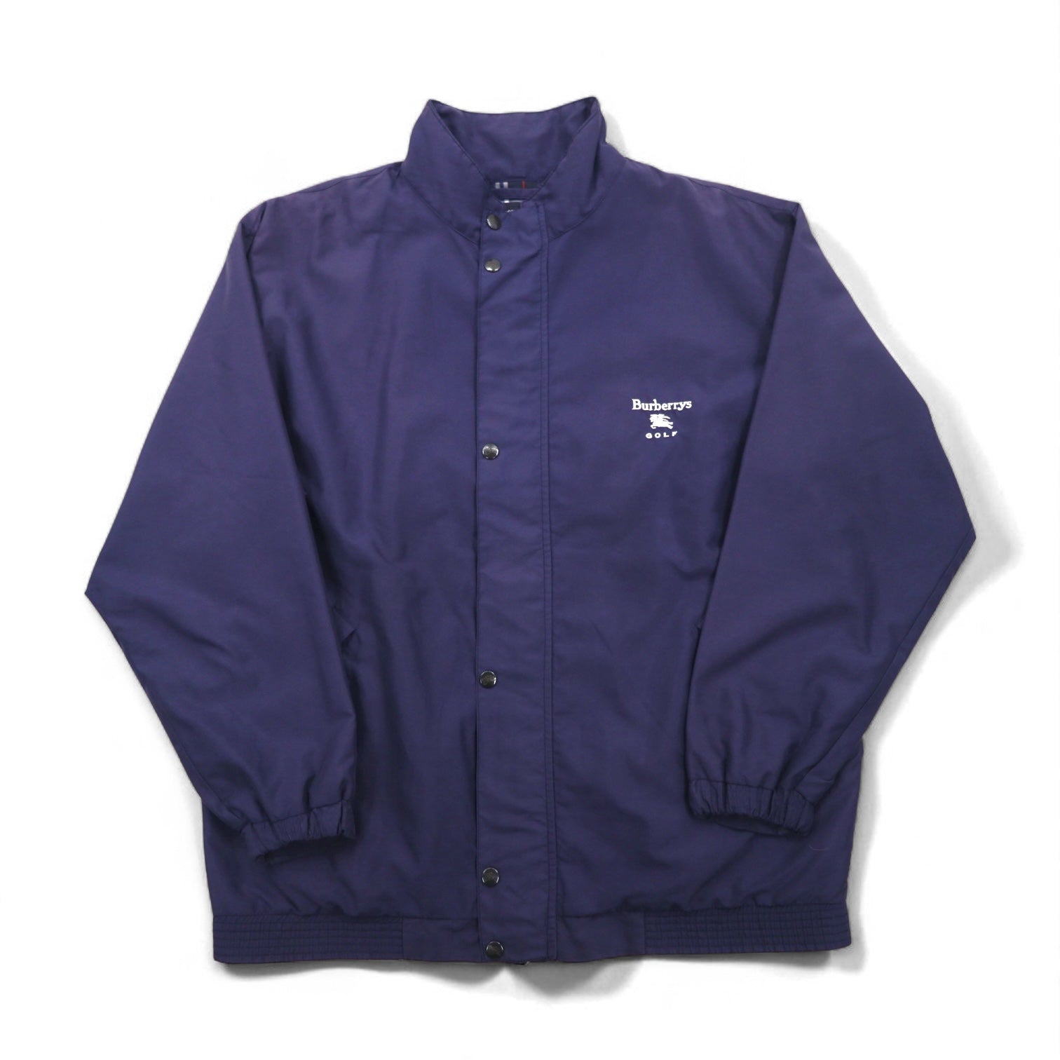 Burberry's GOLF Harrington Swing Top Jacket, Made in Portugal, Navy, Polyester, Nova Check Lining, Size L