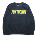 MV SPORT 90s College Print Sweatshirt M Grey Cotton Fleece Lining FONTBONNE