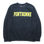 MV SPORT 90s College Print Sweatshirt M Grey Cotton Fleece Lining FONTBONNE