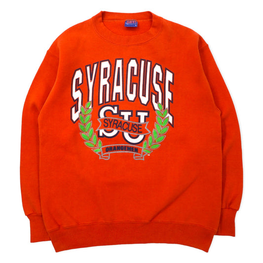 SAVVY by TRAU & LOEVNER USA製 カレッジ プリント スウェット L オレンジ コットン SYRACUSE