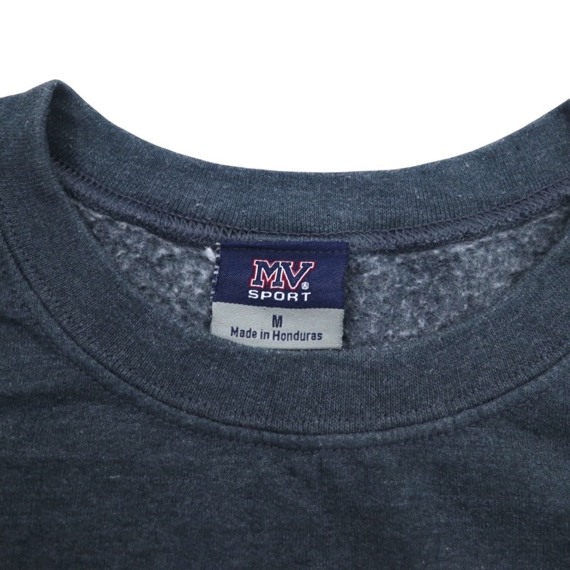 MV SPORT 90s College Print Sweatshirt M Grey Cotton Fleece Lining FONTBONNE