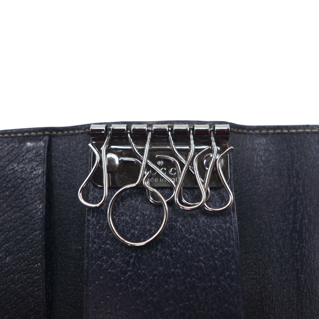 GUCCI Made in Italy Sherry Line 6-ring Key Case Navy Leather 154265 0959
