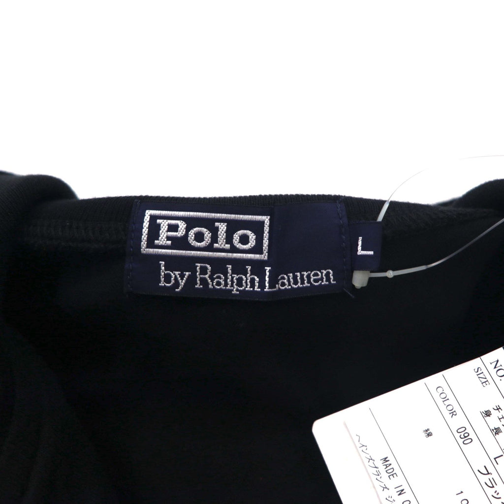 Polo by Ralph Lauren Half Zip Top L Black Cotton Small Pony Embroidery Unused
