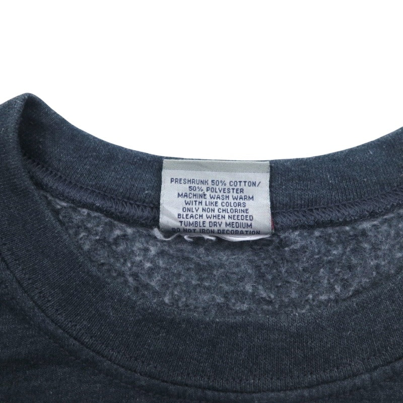 MV SPORT 90s College Print Sweatshirt M Grey Cotton Fleece Lining FONTBONNE