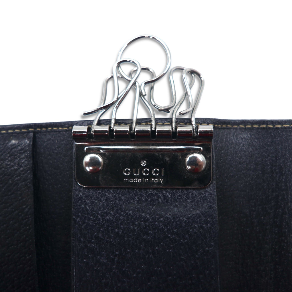 GUCCI Made in Italy Sherry Line 6-ring Key Case Navy Leather 154265 0959