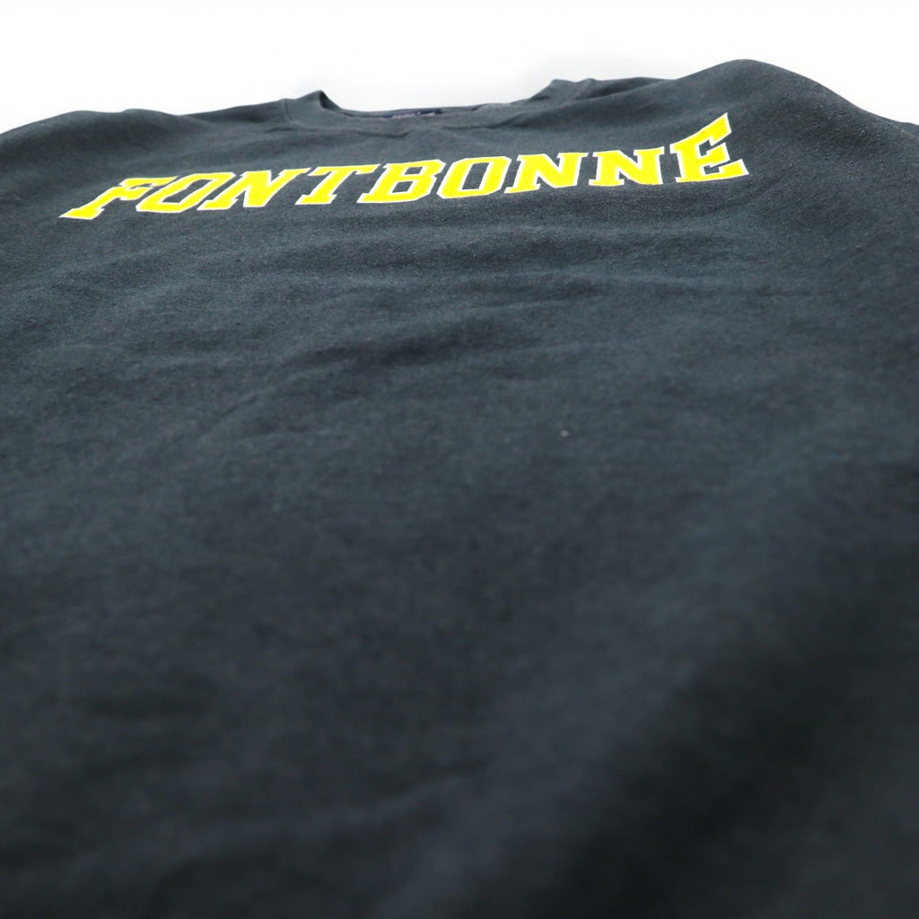 MV SPORT 90s College Print Sweatshirt M Grey Cotton Fleece Lining FONTBONNE