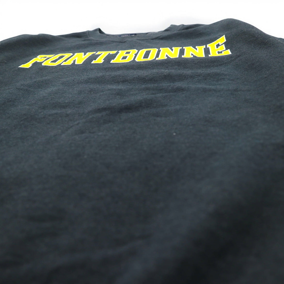 MV SPORT 90s College Print Sweatshirt M Grey Cotton Fleece Lining FONTBONNE