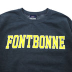 MV SPORT 90s College Print Sweatshirt M Grey Cotton Fleece Lining FONTBONNE