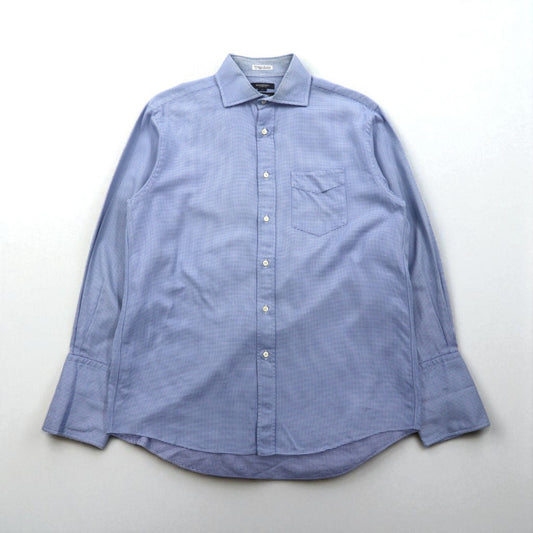 BURBERRY 日本製 ドレス シャツ XL ブルー CLUB COLLECTION カフスホール 胸ポケット