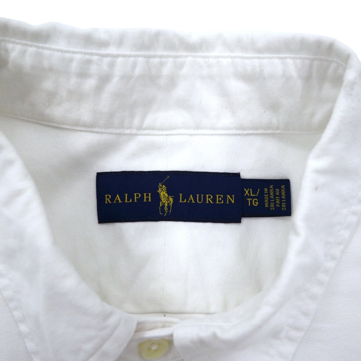 RALPH LAUREN オックスフォード ボタンダウンシャツ XL ホワイト コットン スモールポニー 刺繍 スリランカ製