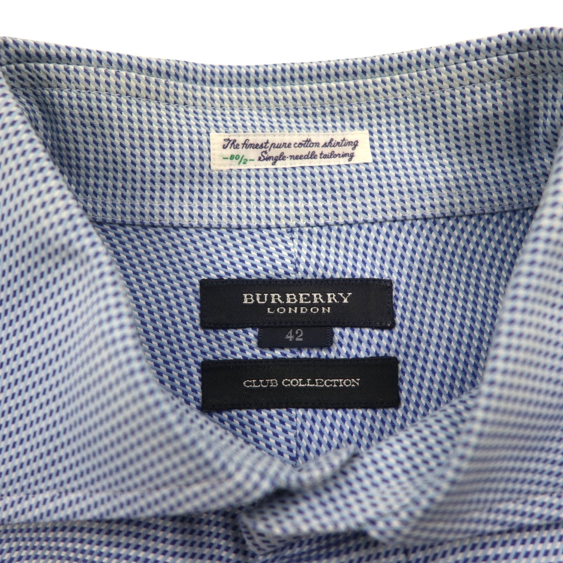 BURBERRY Made in Japan Dress Shirt, XL, Blue, Club Collection, Cuff Holes, Chest Pocket