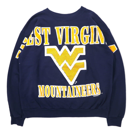 ARTEX USA製 カレッジ プリント スウェット XL ネイビー コットン NCAA WEST VIRGINIA MOUNTAINEERS