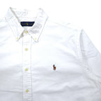 RALPH LAUREN Oxford Button-Down Shirt, XL, White Cotton, Small Pony Embroidery, Made in Sri Lanka