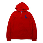 Polo by Ralph Lauren Big Pony Embroidered Half Button Hoodie, S, Red, Cotton, Pique