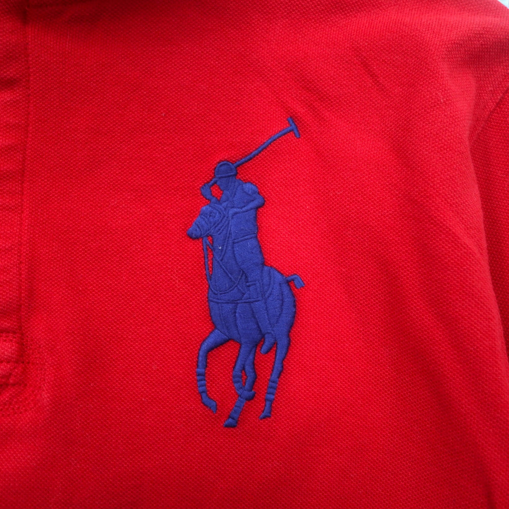 Polo by Ralph Lauren Big Pony Embroidered Half Button Hoodie, S, Red, Cotton, Pique