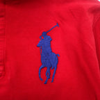 Polo by Ralph Lauren Big Pony Embroidered Half Button Hoodie, S, Red, Cotton, Pique