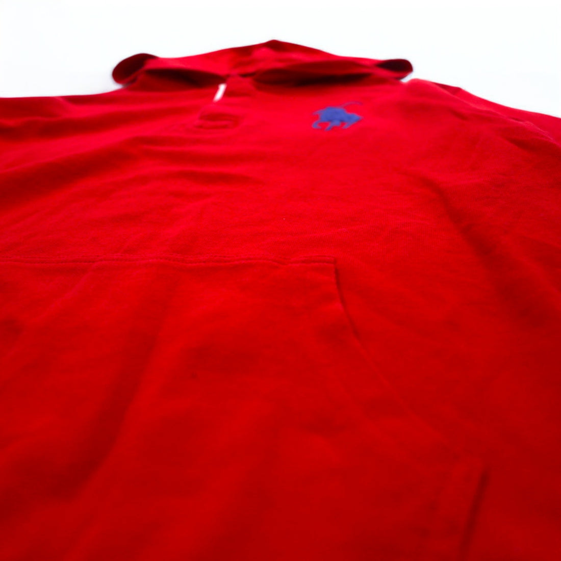 Polo by Ralph Lauren Big Pony Embroidered Half Button Hoodie, S, Red, Cotton, Pique