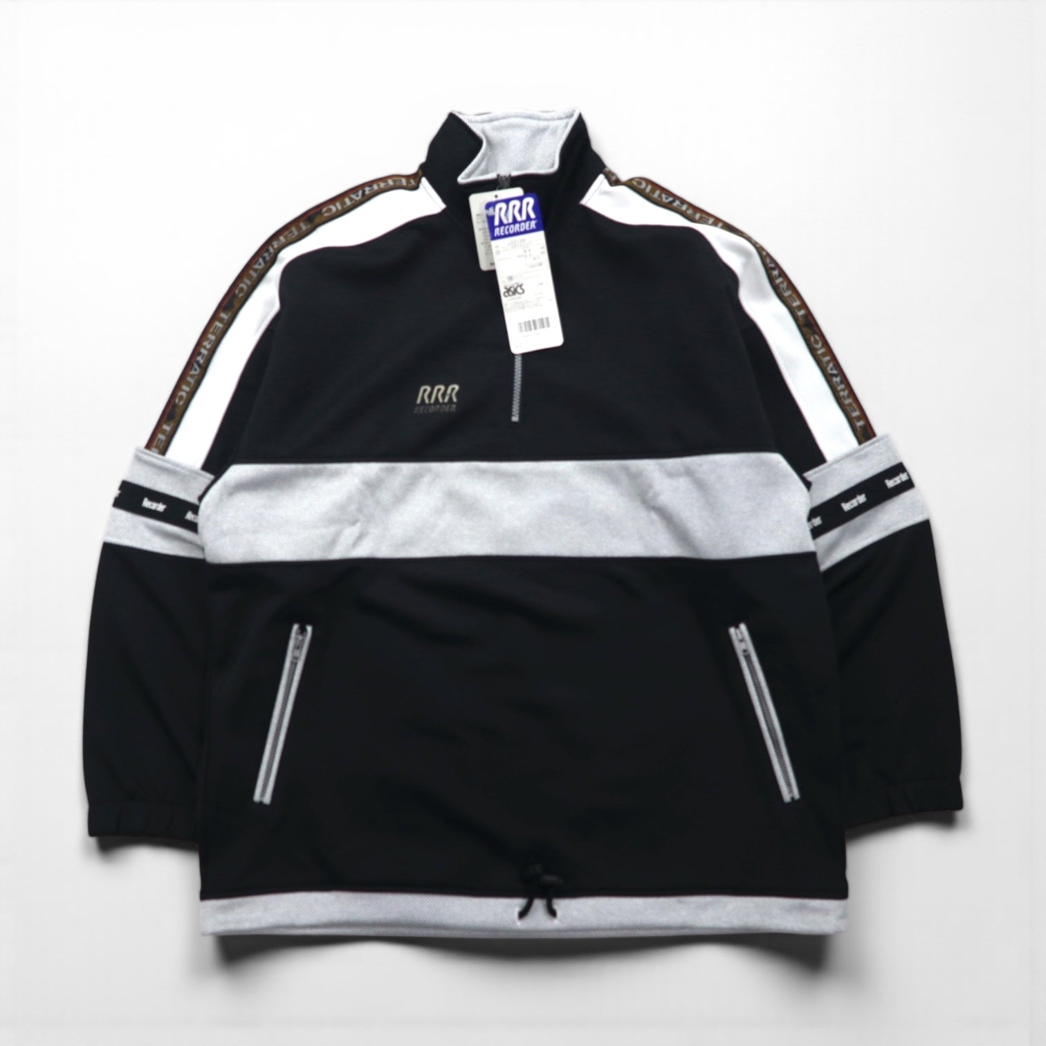 ASICS 90s Made in Japan Half-Zip Track Jacket, Size M, Monochrome, RRR RECORDER, Unused