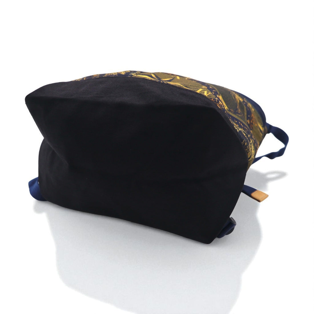 Yoshio Kubo x MSPC (MASTER PIECE) Drawstring Backpack/Knapsack, Navy Nylon and Leather, Made in Japan