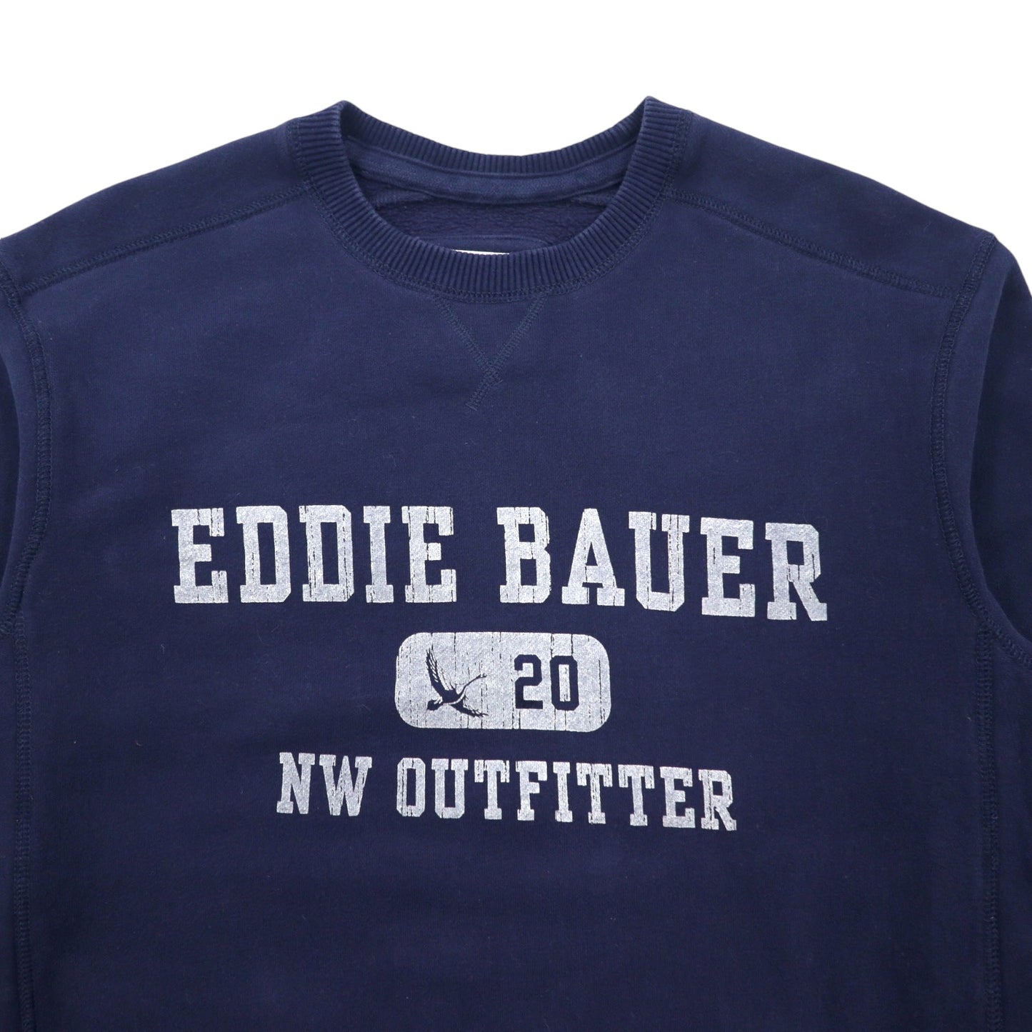 Eddie Bauer リバースウィーブ ロゴプリント スウェット L ネイビー コットン 裏起毛 NW OUTFITTER