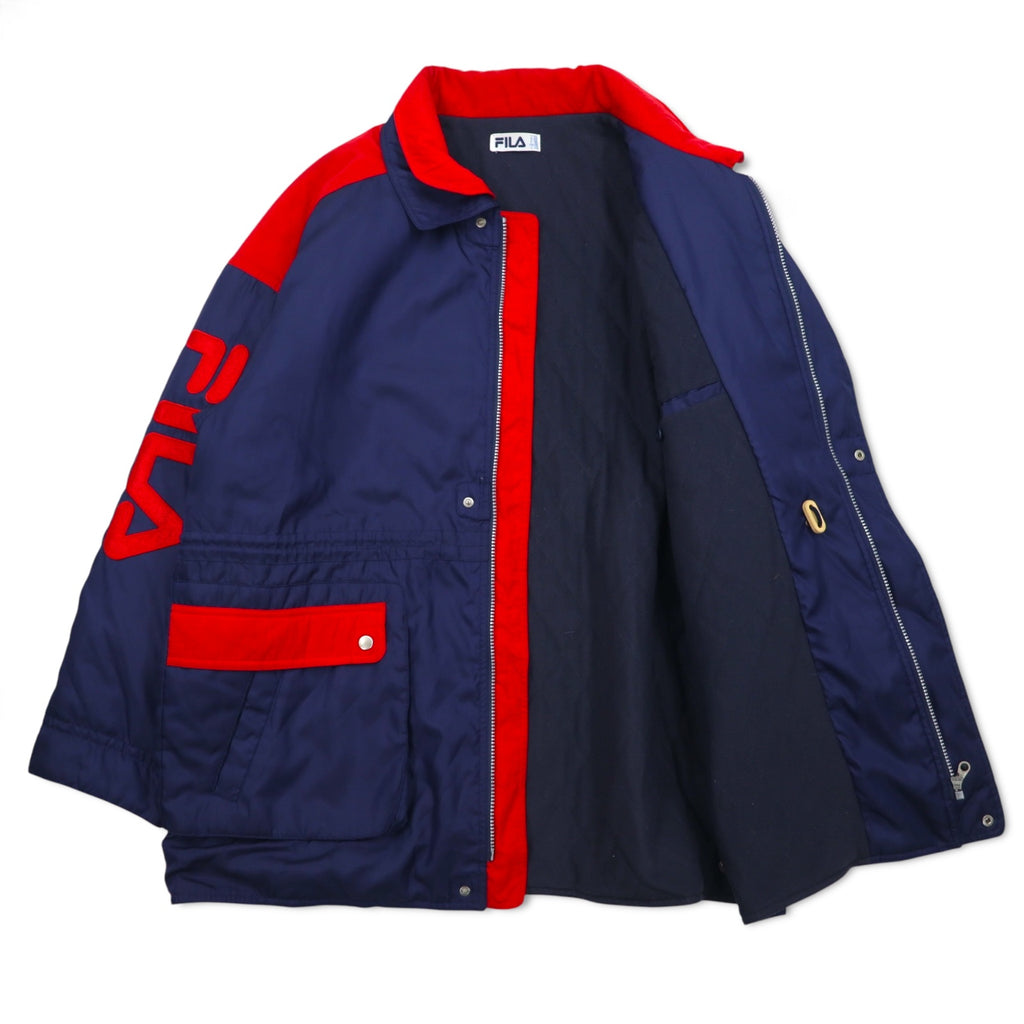 FILA 90s Sailing Jacket XL Navy Polyester Drawcord Quilted Liner