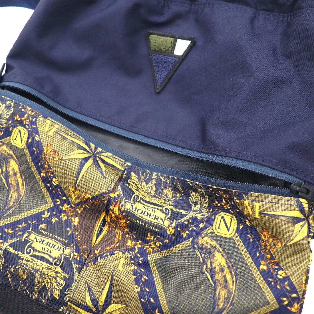 Yoshio Kubo x MSPC (MASTER PIECE) Drawstring Backpack/Knapsack, Navy Nylon and Leather, Made in Japan